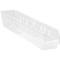 Bacs de rangement pour tablettes, 4-1/8" la x 4" H x 23-5/8" p, Transparent, Capacit&eacute; 50 lb M & M Nord Ouest Inc