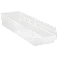 Bacs de rangement pour tablettes, 6-5/8" la x 4" H x 23-5/8" p, Transparent, Capacit&eacute; 50 lb M & M Nord Ouest Inc