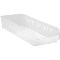 Bacs de rangement pour tablettes, 8-3/8" la x 4" H x 23-5/8" p, Transparent, Capacit&eacute; 50 lb M & M Nord Ouest Inc