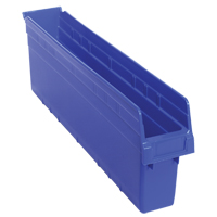 Store-Max Shelf Bins, 4-3/8" W x 8" H x 23-5/8" D, Blue, 68 lbs. Capacity CF896 | M & M Nord Ouest Inc