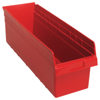 Store-Max Shelf Bins, 8-3/8" W x 8" H x 23-5/8" D, Red, 68 lbs. Capacity M & M Nord Ouest Inc