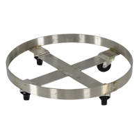 Chariots pour barils, Acier inoxydable, Capacit&eacute;e 800 lb, Diam&egrave;tre 23-1/4", Roue en Caoutchouc M & M Nord Ouest Inc