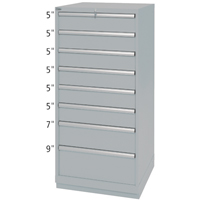Armoires de rangement avec tiroirs, 8 tiroirs, 28-1/4" la x 28-1/2" p x 59-1/2" h, Gris M & M Nord Ouest Inc