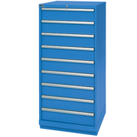 Armoires de rangement avec tiroirs, 9 tiroirs, 28-1/4" la x 28-1/2" p x 59-1/2" h, Bleu brillant M & M Nord Ouest Inc