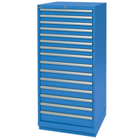 Armoires de rangement avec tiroirs, 15 tiroirs, 28-1/4" la x 28-1/2" p x 59-1/2" h, Bleu brillant M & M Nord Ouest Inc