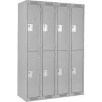 Clean Line Lockers, 2 -tier, Bank of 4, 48" x 18" x 72", Steel, Grey, Rivet (Assembled) M & M Nord Ouest Inc