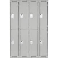 Clean Line Lockers, 2 -tier, Bank of 4, 48" x 18" x 72", Steel, Grey, Rivet (Assembled) M & M Nord Ouest Inc