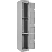 Clean Line Lockers, 3 -tier, Bank of 4, 48" x 18" x 72", Steel, Grey, Rivet (Assembled) M & M Nord Ouest Inc