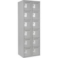 Clean Line Lockerettes, 6 -tier, Bank of 2, 24" x 18" x 72", Steel, Grey, Rivet (Assembled) M & M Nord Ouest Inc