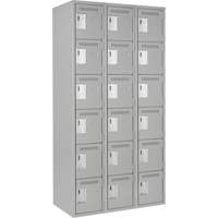 Clean Line Lockerettes, 6 -tier, Bank of 3, 36" x 18" x 72", Steel, Grey, Rivet (Assembled) M & M Nord Ouest Inc