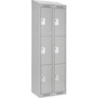 Clean Line Lockers, 3 -tier, Bank of 2, 24" x 18" x 78", Steel, Grey, Rivet (Assembled) M & M Nord Ouest Inc