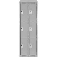 Clean Line Lockers, 3 -tier, Bank of 2, 24" x 18" x 78", Steel, Grey, Rivet (Assembled) M & M Nord Ouest Inc