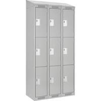 Clean Line Lockers, 3 -tier, Bank of 3, 36" x 18" x 78", Steel, Grey, Rivet (Assembled) M & M Nord Ouest Inc
