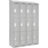 Clean Line Lockers, 3 -tier, Bank of 4, 48" x 18" x 78", Steel, Grey, Rivet (Assembled) M & M Nord Ouest Inc
