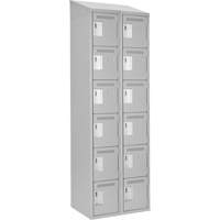 Clean Line Lockerette , 6 -tier, Bank of 2, 24" x 18" x 78", Steel, Grey, Rivet (Assembled) M & M Nord Ouest Inc