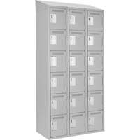 Clean Line Lockerette , 6 -tier, Bank of 3, 36" x 18" x 78", Steel, Grey, Rivet (Assembled) M & M Nord Ouest Inc
