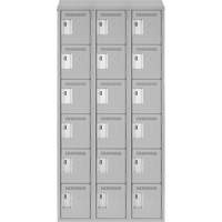 Clean Line Lockerette , 6 -tier, Bank of 3, 36" x 18" x 78", Steel, Grey, Rivet (Assembled) M & M Nord Ouest Inc