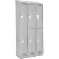 Clean Line Lockers, 2 -tier, Bank of 3, 36" x 18" x 82", Steel, Grey, Rivet (Assembled) M & M Nord Ouest Inc