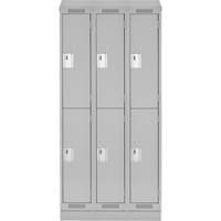 Clean Line Lockers, 2 -tier, Bank of 3, 36" x 18" x 82", Steel, Grey, Rivet (Assembled) M & M Nord Ouest Inc