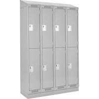 Clean Line Lockers, 2 -tier, Bank of 4, 48" x 18" x 82", Steel, Grey, Rivet (Assembled) M & M Nord Ouest Inc