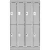Clean Line Lockers, 2 -tier, Bank of 4, 48" x 18" x 82", Steel, Grey, Rivet (Assembled) M & M Nord Ouest Inc