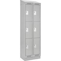 Clean Line Lockers, 3 -tier, Bank of 2, 24" x 18" x 82", Steel, Grey, Rivet (Assembled) M & M Nord Ouest Inc