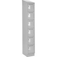 Clean Line Lockerette, 6 -tier, 12" x 18" x 82", Steel, Grey, Rivet (Assembled) M & M Nord Ouest Inc
