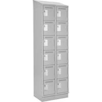 Clean Line Lockerette, 6 -tier, Bank of 2, 24" x 18" x 82", Steel, Grey, Rivet (Assembled) M & M Nord Ouest Inc