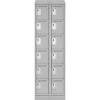 Clean Line Lockerette, 6 -tier, Bank of 2, 24" x 18" x 82", Steel, Grey, Rivet (Assembled) M & M Nord Ouest Inc