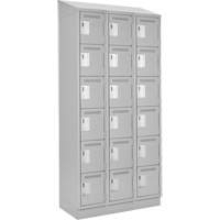 Clean Line Lockerette, 6 -tier, Bank of 3, 36" x 18" x 82", Steel, Grey, Rivet (Assembled) M & M Nord Ouest Inc