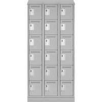 Clean Line Lockerette, 6 -tier, Bank of 3, 36" x 18" x 82", Steel, Grey, Rivet (Assembled) M & M Nord Ouest Inc