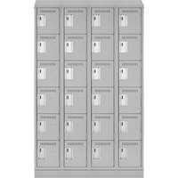 Clean Line Lockerette, 6 -tier, Bank of 4, 48" x 18" x 82", Steel, Grey, Rivet (Assembled) M & M Nord Ouest Inc