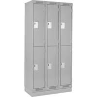 Clean Line Lockers, 2 -tier, Bank of 3, 36" x 18" x 76", Steel, Grey, Rivet (Assembled) M & M Nord Ouest Inc