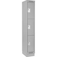 Clean Line Lockers, 3 -tier, 12" x 18" x 76", Steel, Grey, Rivet (Assembled) M & M Nord Ouest Inc