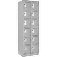 Clean Line Lockerette, 6 -tier, Bank of 2, 24" x 18" x 76", Steel, Grey, Rivet (Assembled) M & M Nord Ouest Inc