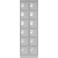 Clean Line Lockerette, 6 -tier, Bank of 2, 24" x 18" x 76", Steel, Grey, Rivet (Assembled) M & M Nord Ouest Inc