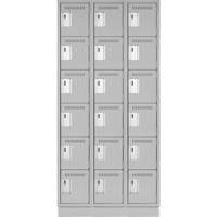 Clean Line Lockerette, 6 -tier, Bank of 3, 36" x 18" x 76", Steel, Grey, Rivet (Assembled) M & M Nord Ouest Inc