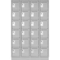 Clean Line Lockerette, 6 -tier, Bank of 4, 48" x 18" x 76", Steel, Grey, Rivet (Assembled) M & M Nord Ouest Inc