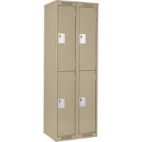 Clean Line Lockers, 2 -tier, Bank of 2, 24" x 18" x 72", Steel, Beige, Rivet (Assembled) M & M Nord Ouest Inc