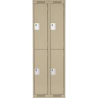Clean Line Lockers, 2 -tier, Bank of 2, 24" x 18" x 72", Steel, Beige, Rivet (Assembled) M & M Nord Ouest Inc