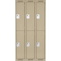 Clean Line Lockers, 2 -tier, Bank of 3, 36" x 18" x 72", Steel, Beige, Rivet (Assembled) M & M Nord Ouest Inc