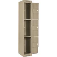 Clean Line Lockers, 3 -tier, Bank of 4, 48" x 18" x 72", Steel, Beige, Rivet (Assembled) M & M Nord Ouest Inc