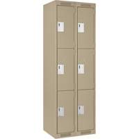 Casiers Clean Line, 3 niveaux, Bloc de 2, 24" x 18" x 72", Acier, Beige, Rivet (assembl&eacute;) M & M Nord Ouest Inc