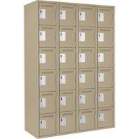 Clean Line Lockerette, 6 -tier, Bank of 4, 48" x 18" x 72", Steel, Beige, Rivet (Assembled) M & M Nord Ouest Inc