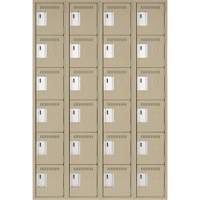 Clean Line Lockerette, 6 -tier, Bank of 4, 48" x 18" x 72", Steel, Beige, Rivet (Assembled) M & M Nord Ouest Inc