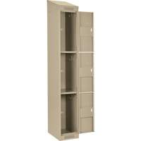 Clean Line Lockers, 3 -tier, Bank of 4, 48" x 18" x 78", Steel, Beige, Rivet (Assembled) M & M Nord Ouest Inc