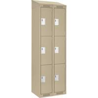 Clean Line Lockers, 3 -tier, Bank of 2, 24" x 18" x 78", Steel, Beige, Rivet (Assembled) M & M Nord Ouest Inc
