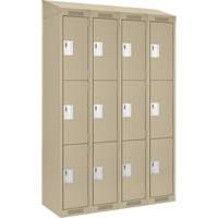 Clean Line Lockers, 3 -tier, Bank of 4, 48" x 18" x 78", Steel, Beige, Rivet (Assembled) M & M Nord Ouest Inc