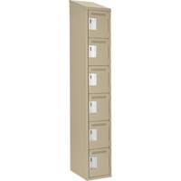 Clean Line Lockerette, 6 -tier, 12" x 18" x 78", Steel, Beige, Rivet (Assembled) M & M Nord Ouest Inc