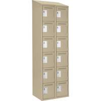Clean Line Lockerette, 6 -tier, Bank of 2, 24" x 18" x 78", Steel, Beige, Rivet (Assembled) M & M Nord Ouest Inc
